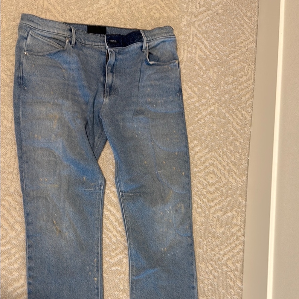 RtA Blue Straight Jeans with Contrast Stitching